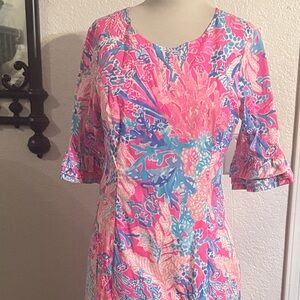 LILLY PULITZER FIESTA STRETCH DRESS LIGHT PASCHA PINK AQUADESIAC Size 10 $188